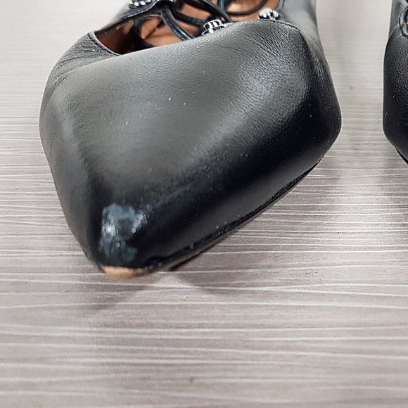 Halogen 'Owen' Pointy Toe Ghillie Flat Black Leather Womens Size 7.5 M - Picture 11 of 12